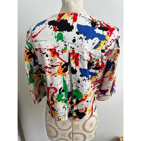 Anthracite Women's Abstract Modern Art Paint Splatter Jacket Size 6 - Picture 5 of 9